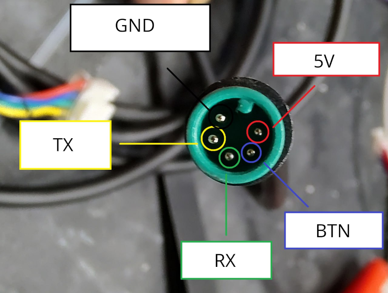 Pinout for male connector